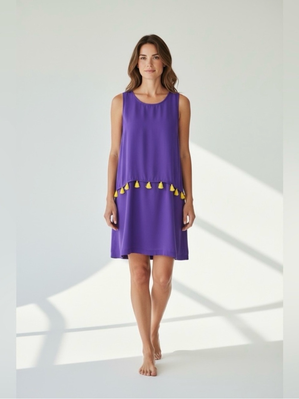Escapada Living Tassel Detail Dress // Purple & Yellow // XS